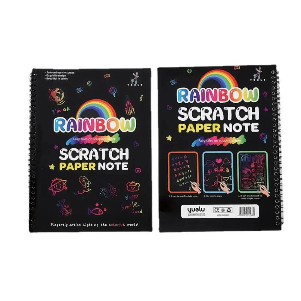 No-EN-Name-Null Kids Coloring-Paint Learning Magic Rainbow Scratch Off Paper Cards Note Books Craft Kits /Colors-Green/Yellow/Pink/Blue/ Ages-3 Years Old-Older