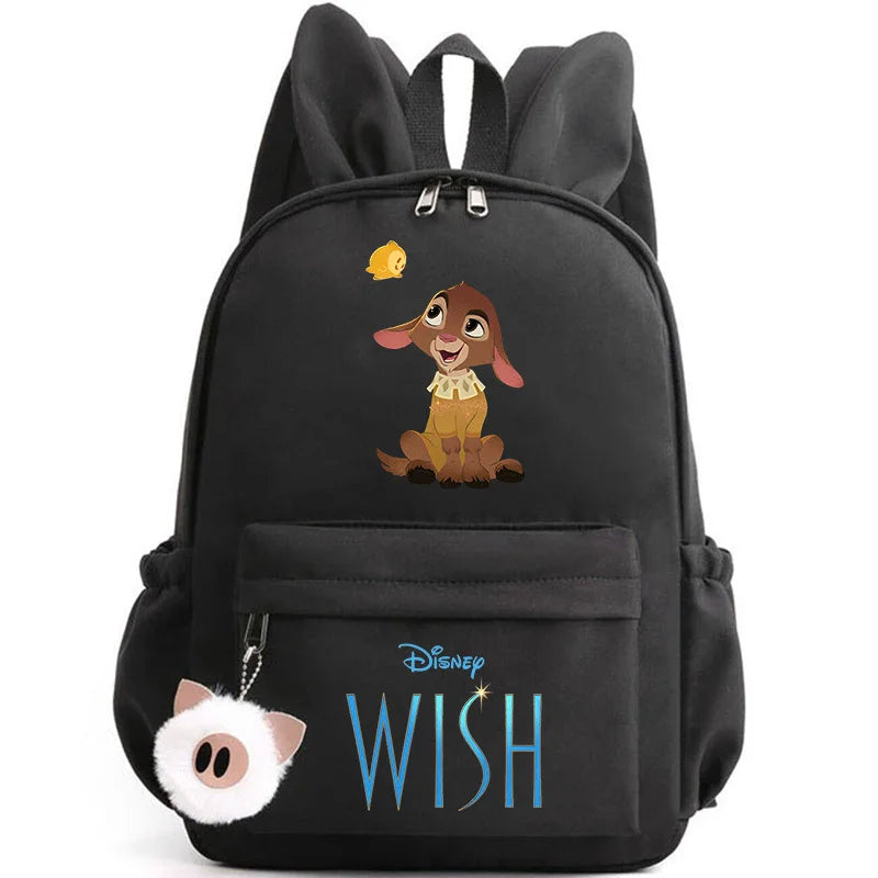 Disney Kids Cute Cartoon Wish Movie Large Waterproof Pink Nylon Fabric School Backpacks