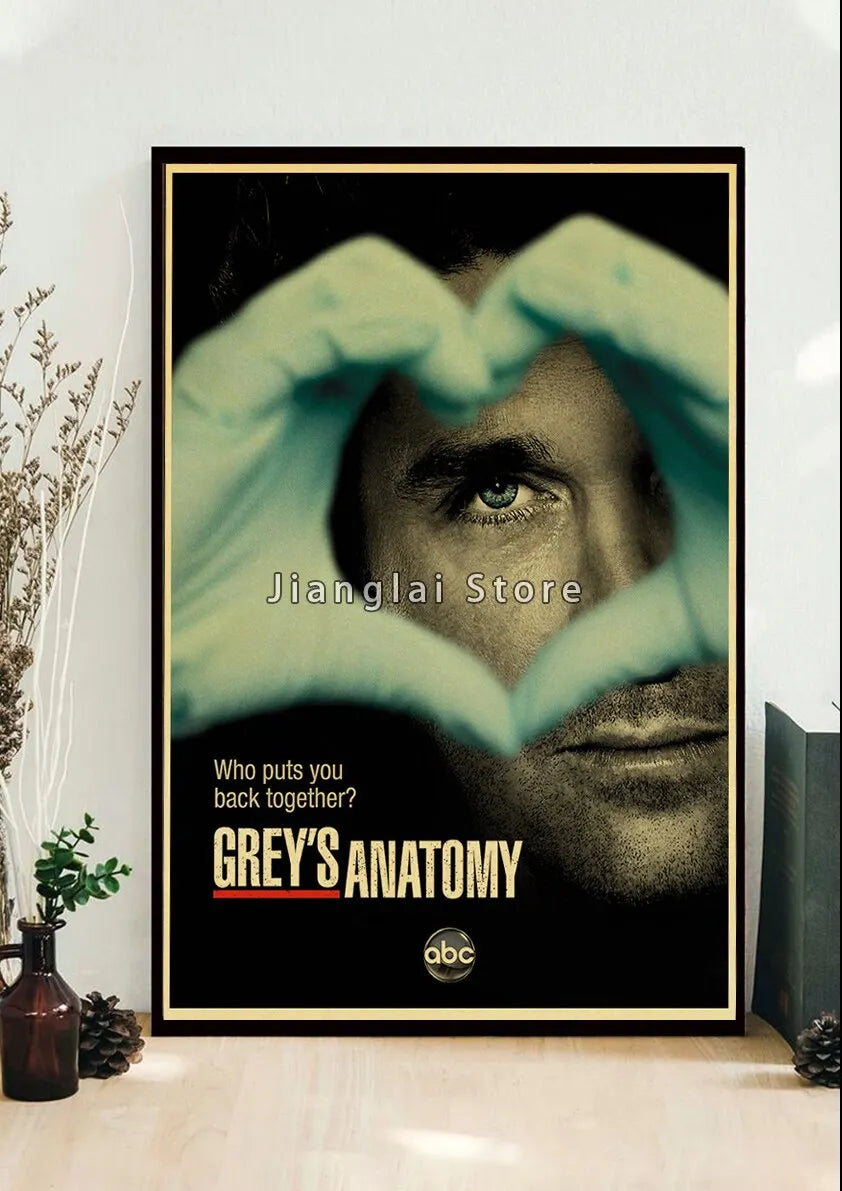 No-EN-Name-Null Unframed Printed Polyester Canvas Anime Cartoons-Movie-TV-Pop Culture-Life Changes In A Heartbeat Greys Anatomy Style Wall Art Posters/ Colors-Multicolor/Black/Beige/White/Gray/Gold/Floral