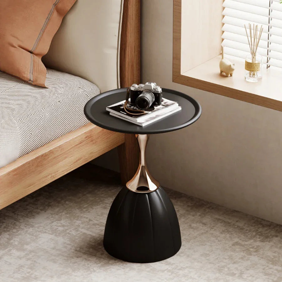 No-EN-Name-Null Nordic Modern Morocco Black-Milk White Round Shaped Iron Metal Lotus Accent Coffee Tables