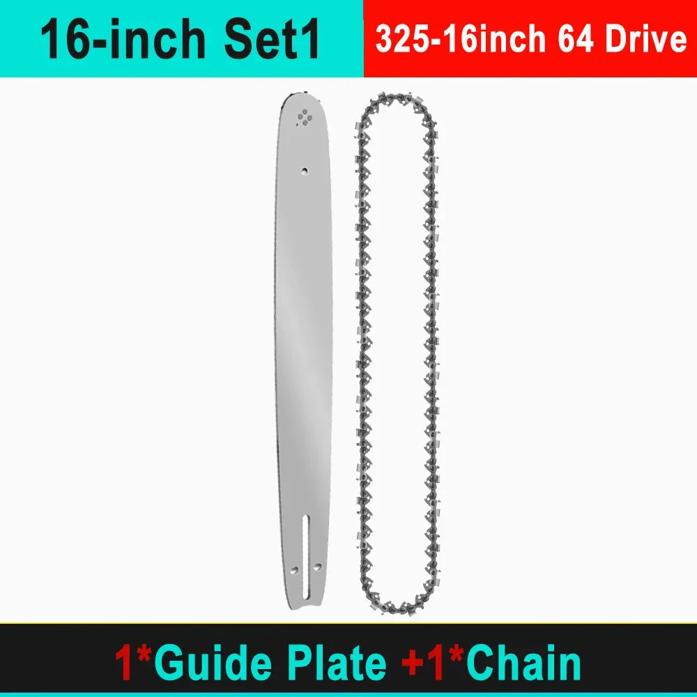 No-EN-Name-Null Outdoor Professional Grade 16-inch Silver Guide Plate 64 Drive Links Gasoline-Powered Gray-Black Hardened Alloy Steel Chainsaws/Optional : 1 PCS-4 PCS Chains