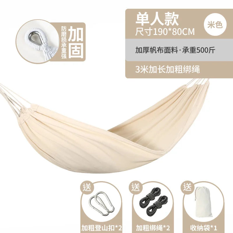 No-EN-Name-Null Outdoor Adults One Person Anti-Rollover Wood Retractors Hammocks/Colors-White/Navy Blue/Beige/Gray/Royal Blue/Striped/Dimensions: 190cm x 90cm
