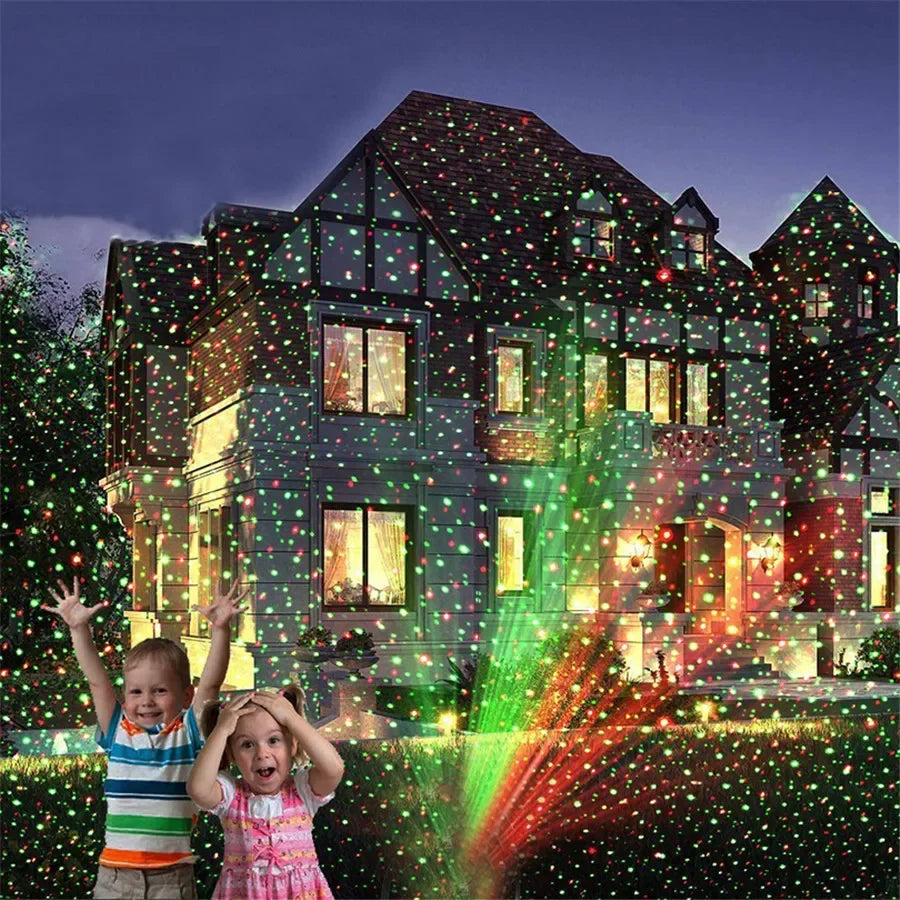 THRISDAR Outdoor Remote Control AC-Powered Dimmable Waterproof Full Sky Star Christmas Holiday Black Plastic Body Black-Red-Green LED Laser Projector Lights Seasonal-Holiday Decorations /USB Port/ Bulbs Included