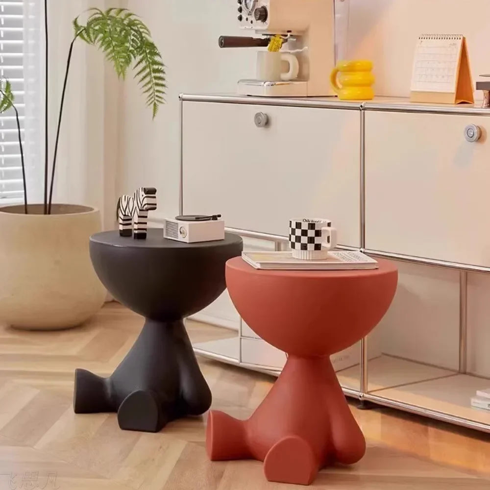 No-EN-Name-Null Modern Small Round Hard Plastic Tatami Flathead Little People Sitting Down  Coffee Tables/Colors-Light Terracotta/Dark Terracotta/ Light Beige/White/Cream/Gray/Pink/Black
