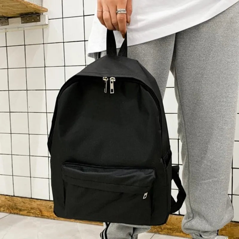 No-EN-Name-Null Preppy Solid Color Shoulder Bag Nylon School Knapsack Korean Teenager White School Bag Sports Travel Backpack for Women