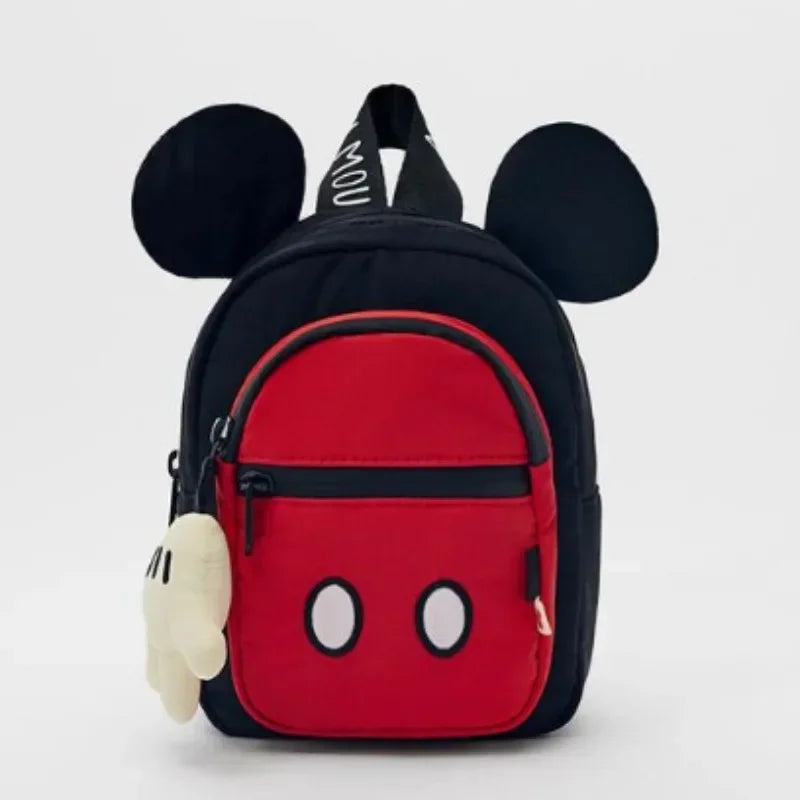 NULL No-EN-Name-Null Women Disney Cute Mickey Mouse Lightweight Waterproof Black-Red Nylon Fabric Zippered Front External Pockets Shoulder Straps-Handle Single Compartment School Backpacks/Pockets/Colors-Animal/Red/Black/White