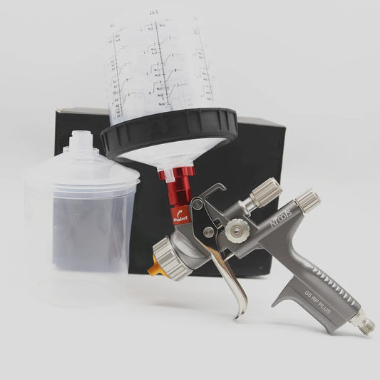 NTOOLS Outdoor Commercial Grade Pneumatic Power Red-Silver Stainless Steel Nozzles-Needles White-Clear Plastic Cup Paint Spray Gun Compressed Air Sprayers/Colors-White/Gray/Red/Silver/Orange/Clear/Black/Multicolor