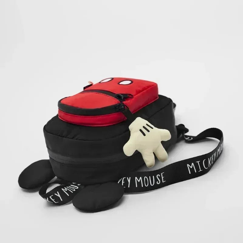 NULL No-EN-Name-Null Women Disney Cute Mickey Mouse Lightweight Waterproof Black-Red Nylon Fabric Zippered Front External Pockets Shoulder Straps-Handle Single Compartment School Backpacks/Pockets/Colors-Animal/Red/Black/White