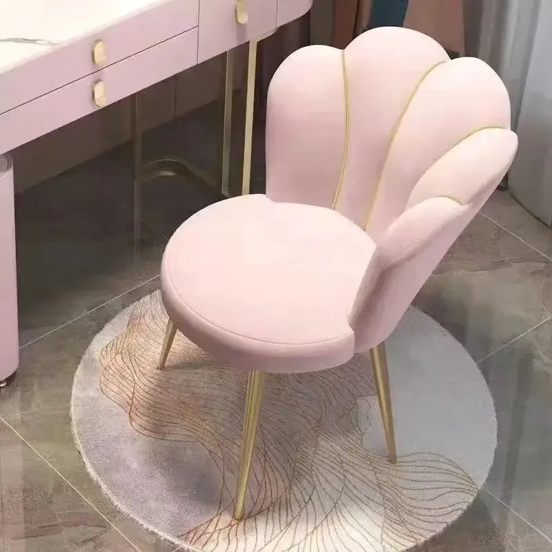 1PCS Upholstered Polyester Nordic Dining Chair w/ Backrest/Colors-White/Gray/Orange/Pink/Green/Black