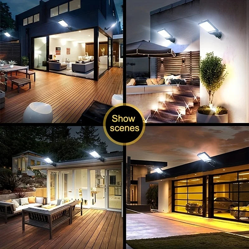 Black-White Waterproof 3 Modes Dimmable IP65 Protection Remote Control Flat Cool-Daylight  LED Solar Lamps
