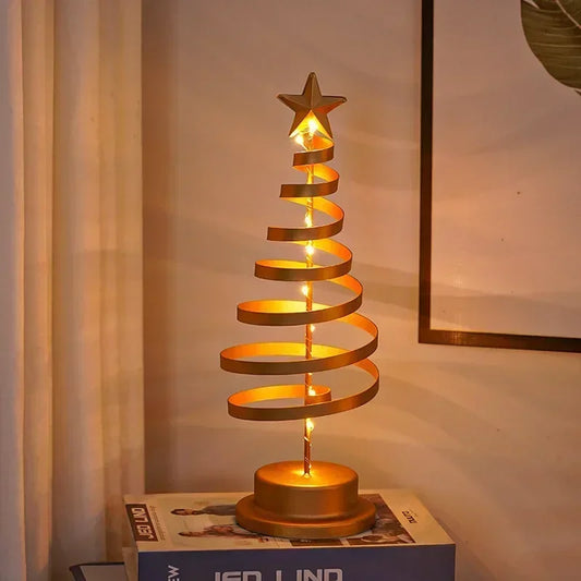 Acrylic Warm White LED Tabletop Fade-Wear-Resistant Christmas Tree  Round Metal Base Table Lamps/ Battery Operated /3-AA Batteries (Not Included)/On/Off Switch/Colors-Gold/White/Clear/Silver