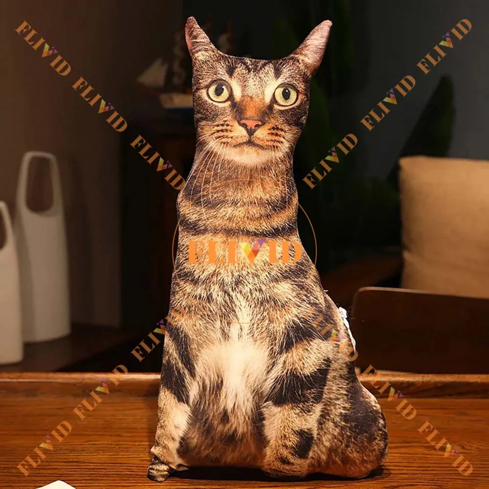 No-EN-Name-Null Modern Polyester-Cotton Blend Double-Sided 3D Printed Customized Ugly Cat Throw Pillows/ Personalize Your Own Animal Throw Pillows/Cotton Filling/Machine Washable