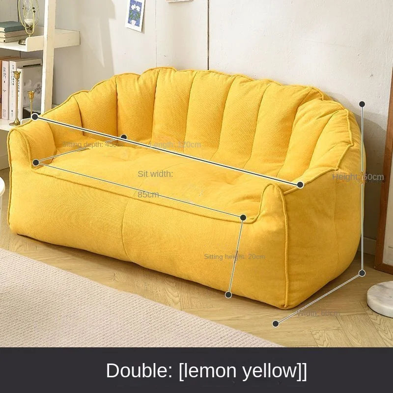 ZISIZ Modern White-Dark Gray Q-Bomb 3D Rebound Uniform Support Upholstered Padded Soft Fluffy Snow Velvet Fabric Removable Washable Lazy Lightweight Double Seats Side Pocket Bean Bag Chair Sofas/Colors-Gray/Beige/White/Striped/Yellow/Geometric