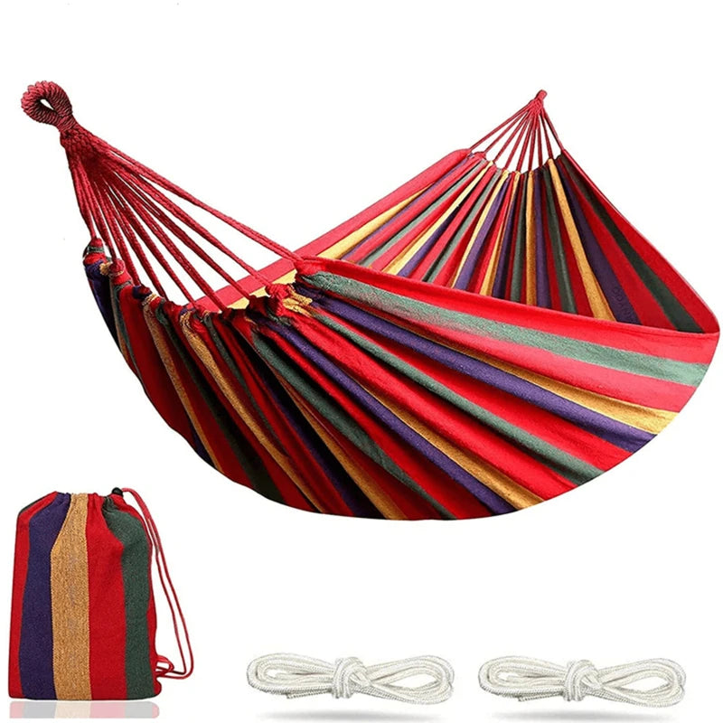 No-EN-Name-Null Outdoor One Person Portable High Strength Parachute Canvas Soft Fabric Hanging Beds Multicolor Hammocks /Colors-Striped/ Multicolor/ Red/Blue
