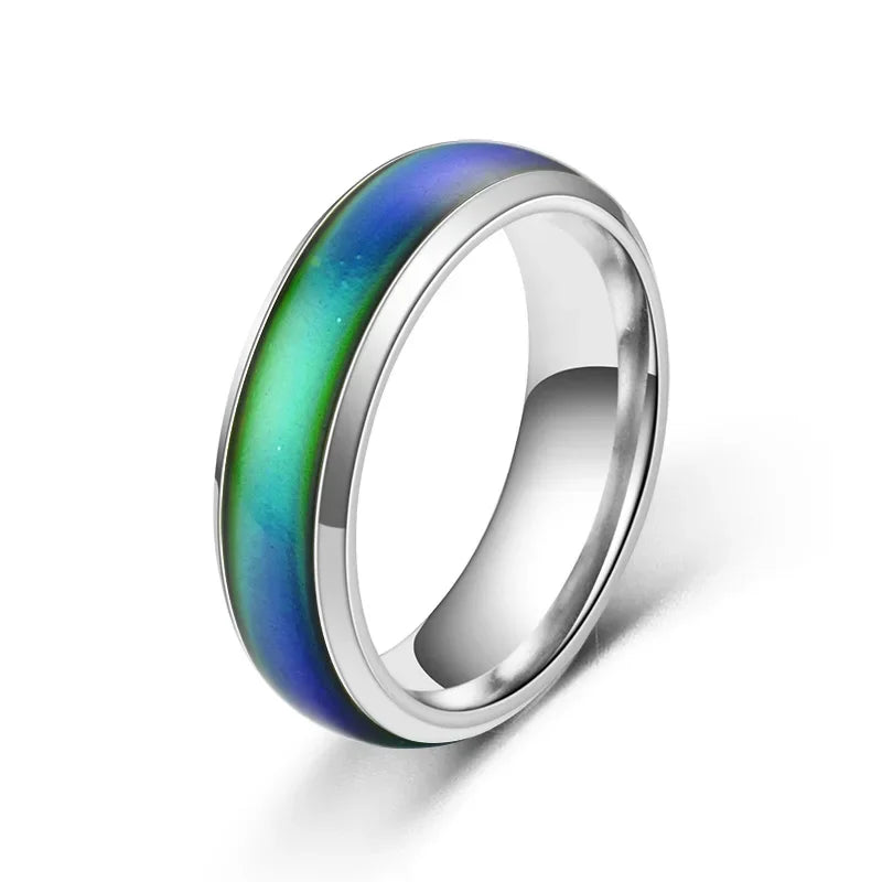 Women Metal Imitation Geometric 5 Colors Changing Romantic Feelings Temperature Mood Band Rings/Ring Sizes: 5-6-7-8-9-10-11-12/Colors-Green/Blue/Gold/Multicolor/Geometric