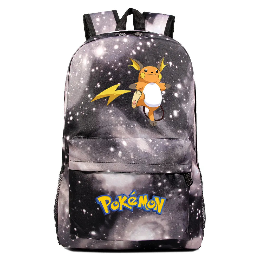 MINISO Kids Softback Waterproof Oxford Fabric Cartoon Anime Pokemon Design Adjustable Shoulder Straps-One Handle 15 Inch Laptop Single Compartment School Backpacks/Colors-Blue/Pink/Black/Multicolor