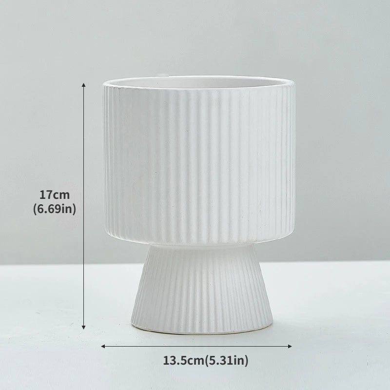 Nordic Creative Striped Ceramic Flower Pots, Modern Minimalist Morandi Vases, Green Plants, Home Decoration, Modern Decoration