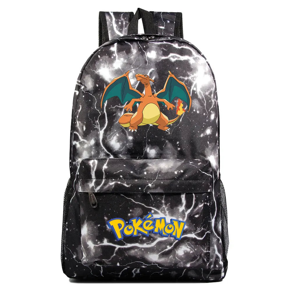 MINISO Kids Softback Waterproof Oxford Fabric Cartoon Anime Pokemon Design Adjustable Shoulder Straps-One Handle 15 Inch Laptop Single Compartment School Backpacks/Colors-Blue/Pink/Black/Multicolor