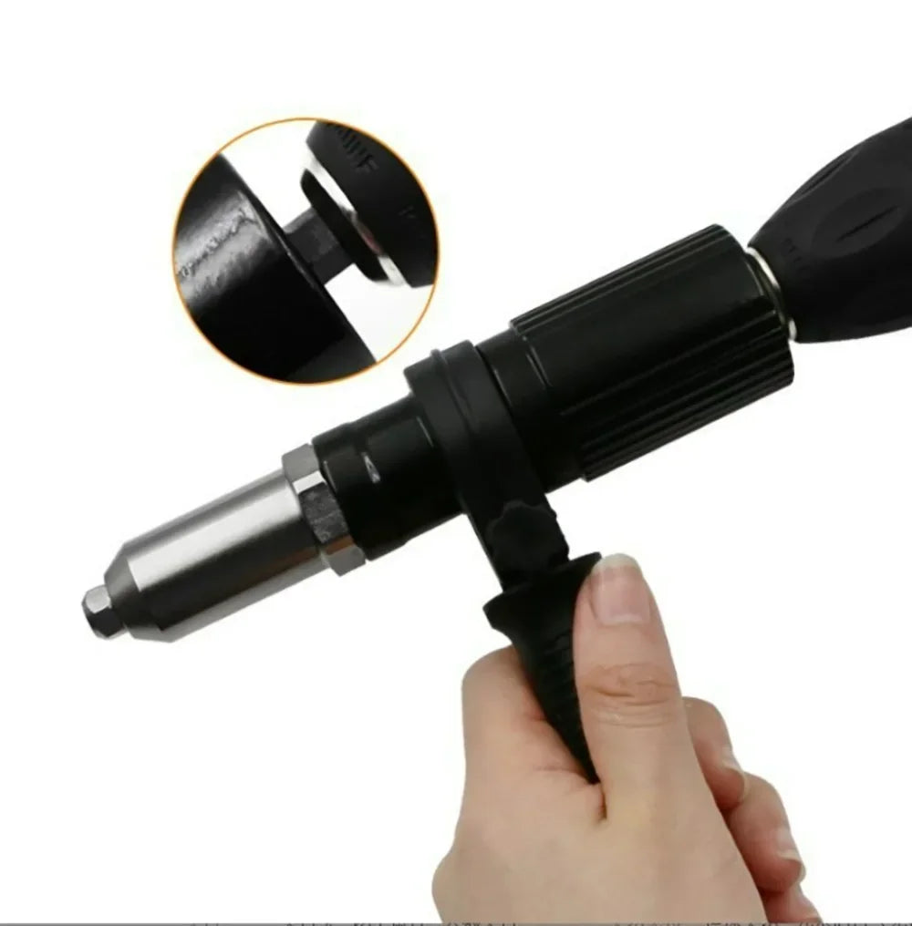 No-EN-Name-Null Industrial Grade Lightweight Black Plastic-Silver Metal Nose Cordless Handheld Electric Fast Pulling Hard Drilling Rivet Guns /Optional: With-Without 400 PCS Hard Metal Rivets