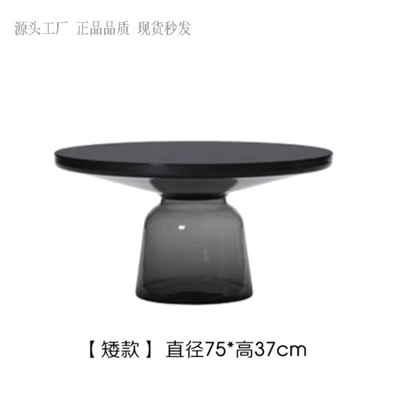 No-EN-Name-Null European Retro Multicolor Oval-Round Solid Glass Tea-Coffee Tables/ Size-50x53cm