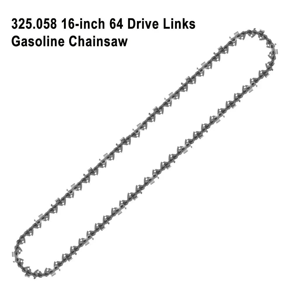 No-EN-Name-Null Outdoor Professional Grade 16-inch Silver Guide Plate 64 Drive Links Gasoline-Powered Gray-Black Hardened Alloy Steel Chainsaws/Optional : 1 PCS-4 PCS Chains