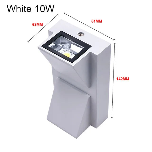 EE'S Modern Outdoor Waterproof Cool-Warm White LED Up-Down Black Square Glass Face-Brushed Nickel Aluminum Metal Body AC-Powered Courtyard Wall Landscape Pathway Lighting /Colors-Black/Gray/Silver/White