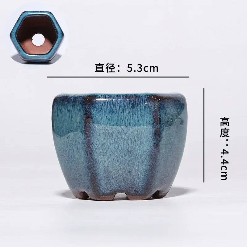 No-EN-Name-Null Indoor Mini Handmade Glazed Blue-Brown-Purple Ceramic-Purple Clay Succulent Multi-Shaped Thumb Flower Pots
