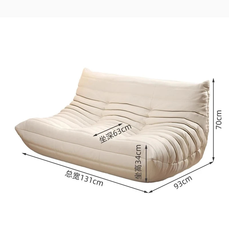 BIANXIANG Modern Medium Soft Firmness Double Seat L-Shaped White-Striped Design Velvet Synthetic Leather Cushions Bean Bag Sectional Sofas