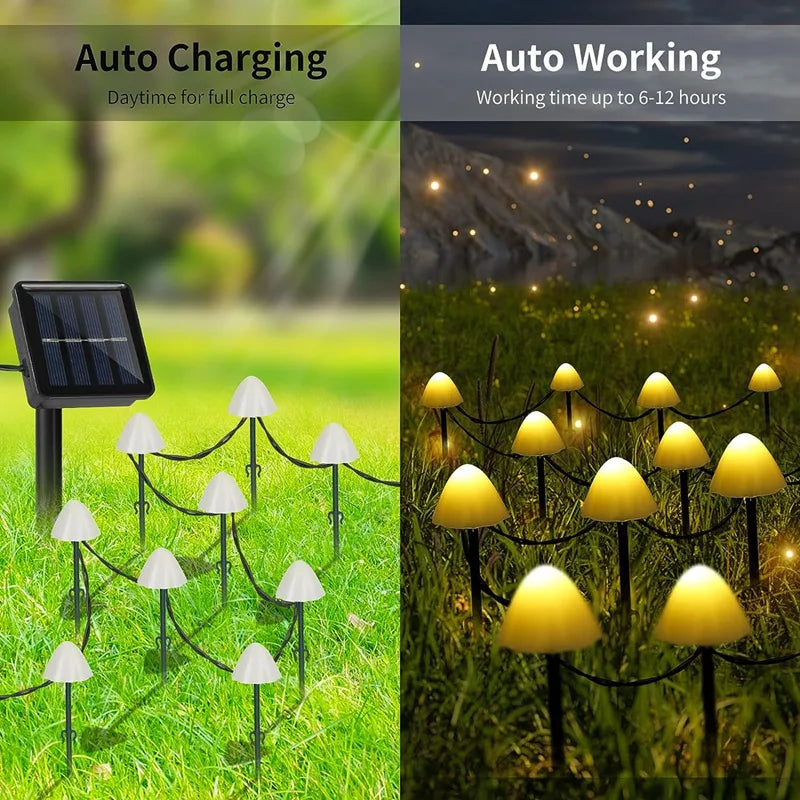 PEACH FOREST Outdoor Waterproof Automatic On-Off Modes ABS Plastic LED Art Deco Mushroom Shaped Solar-Powered Landscape Pathway Lighting /Colors-Beige/Yellow/Black/White