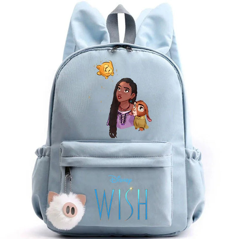 Disney Kids Cute Cartoon Wish Movie Large Waterproof Pink Nylon Fabric School Backpacks
