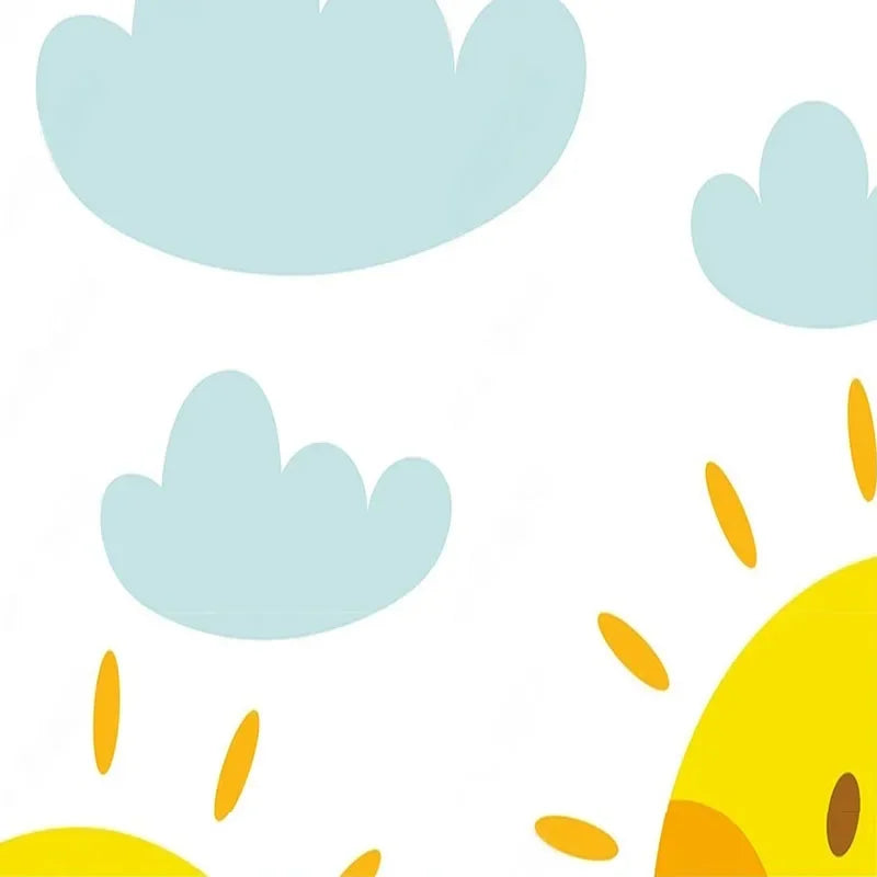 JIADOU Waterproof Custom Printed 3D Embossed Cartoons-Animals-Clouds-Sun-Starry-Sky-Nature Wood Fiber Wallpaper /Colors-Yellow/Blue/Multicolor/Animal/Requires Paste