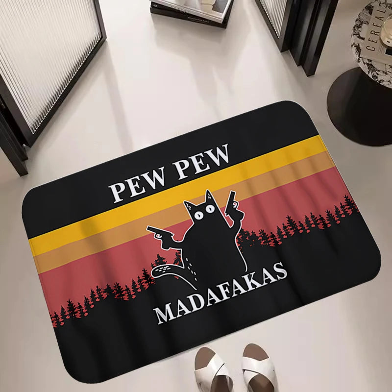No-EN-Name-Null Indoor Quick-Dry Soft Memory Foam Cushion Printed Oriental Suede Cute Cartoon Pew Pew Madafakas Skid-Proof Base Flatweave Rectangle Entrance Door Mats/Blue/Red/Yellow/White/Green/Light Gray/ Purple/Burgundy/Washable