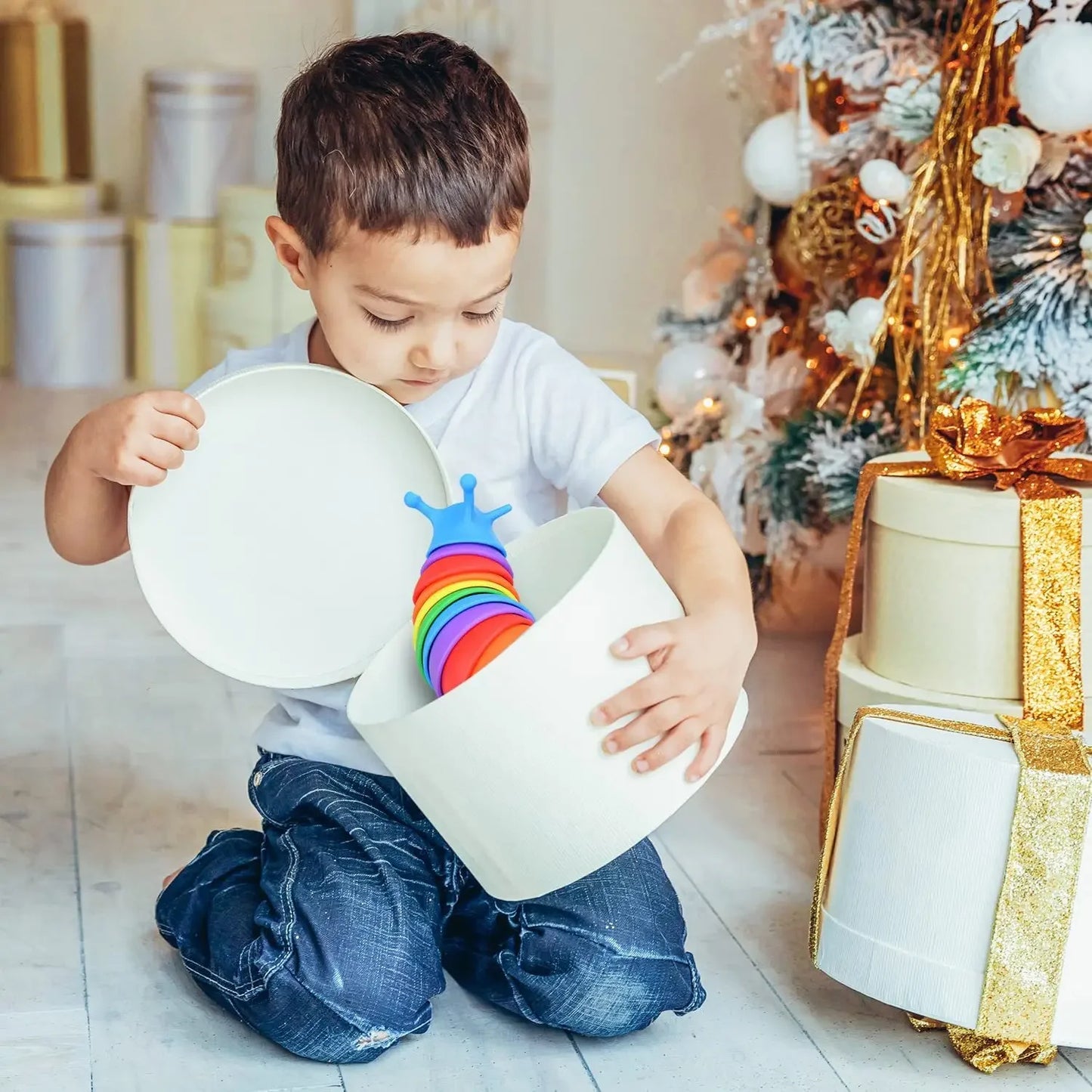 No-EN-Name-Null Kids-Adults Plastic 3D Colorful Rainbow Color Twistable Squishy Snail Slug Stress-Reliever Fun Sensory Decompression Activity Toys/Ages: 3-12 Years Old-Adults