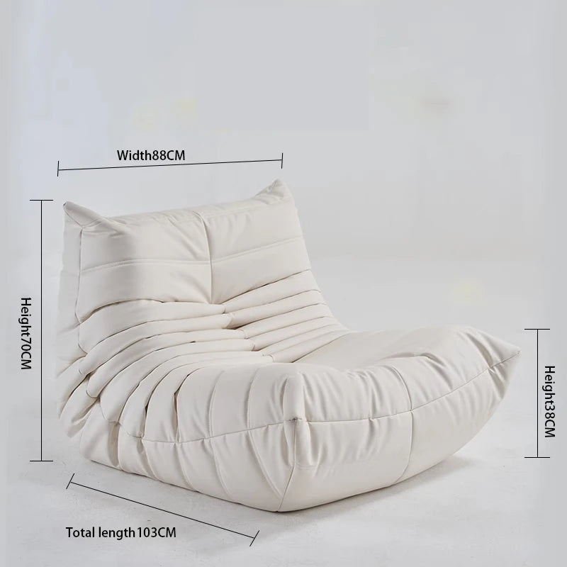No-EN-Name-Null Modern Armless Soft Plush Orange Upholstered Padded Faux Synthetic Leather Fabric Cushions Caterpillar Bean Bag Chairs/Colors-Orange/White/Black/Blue/Pink/Gray