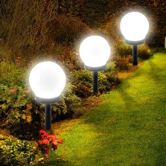 ZHIYU Modern Waterproof Automatic Light Control Mode Power-Saving Solar-Powered Round Ball Shaped Plastic Warm White LED Walkway Black Base Lamps/LED Incandescent Bulbs Included