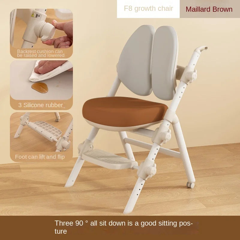 OMGD Kids Adjustable Height-Backrest-Footrest Plush Soft Upholstered Padded Faux Leather Cushions Carbon Steel Frame Computer Folding Chairs/Colors-Pink/White/Beige/Green/Gray/Multicolor