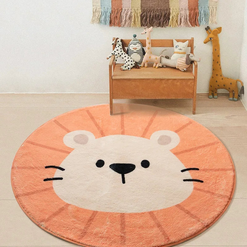 No-EN-Name-Null Printed Non-Toxic Quick-Dry Round Cute Cartoon Gray Animal Cat-Rainbow-White Clouds Nice Day Memory Form Cushion Anti-Slip Bottom Rugs/Colors-Animals/Rainbow/Multicolor/White/Pink/Black/Dots/Yellow/Blue/Geometric