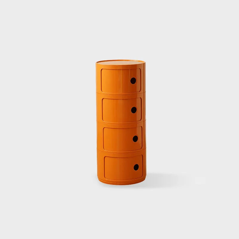 DECOPAI Modern Multicolor Waterproof Tall Plastic Round Shaped Small Narrow Three Sliding Drawers Nightstands /Multicolor