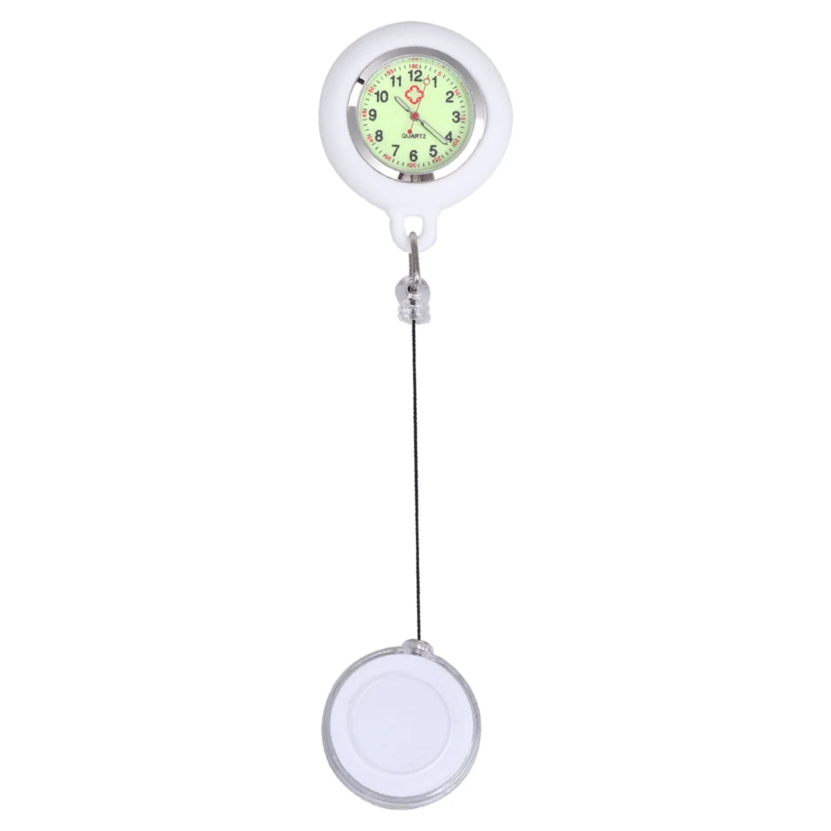No-EN-Name-Null Adults Digital Black-White Silicone Cover Retractable Luminous Markers Hanging Badge-Reel Clip-On Locked Metal Alloy Pin Attachment Nurses-Doctors Fob Pocket Watches