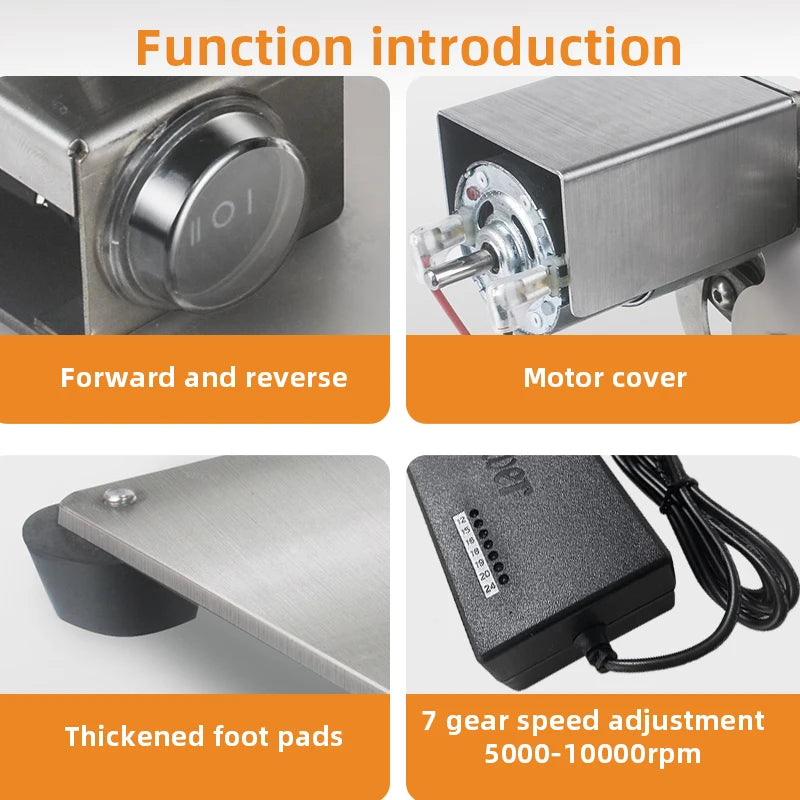 TUNGFULL Outdoor Waterproof Cover Polished Silver Stainless Steel Plated Full Body 7 Adjustable Speeds Control Gears AC-DC Powered Mini Electric Belt Sanders/Colors-Silver/Gray/Black/220V 110V/ US Plug/Electrical Components/Dust Cover