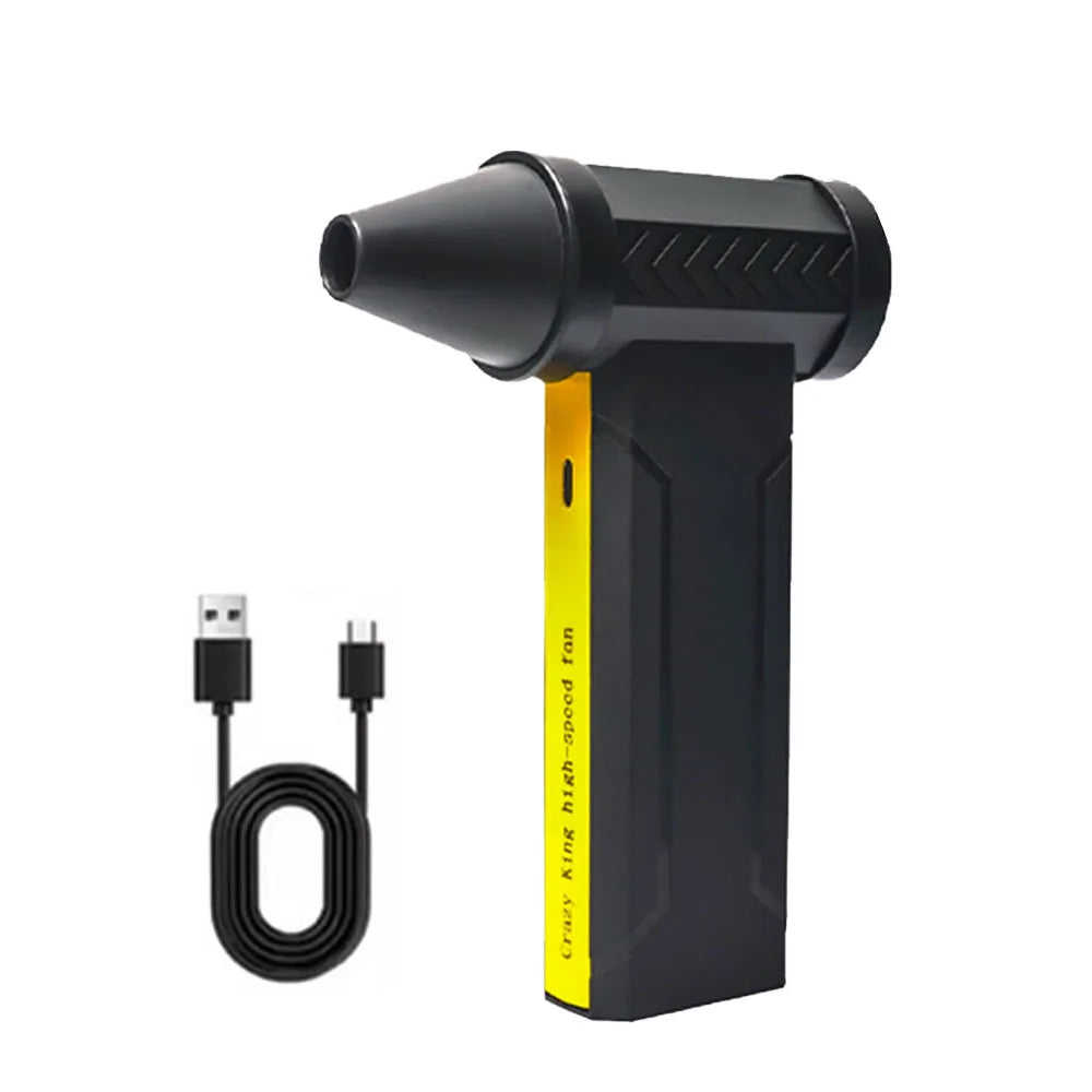 ISFRIDAY Home DIY Portable Handheld Black-Yellow Small Plastic 4 Gear Speed AC-Powered Rechargeable Battery-Powered USB Port Brushless Turbo Jet Fans/Colors-Red/Black/White/Brown/Multicolor