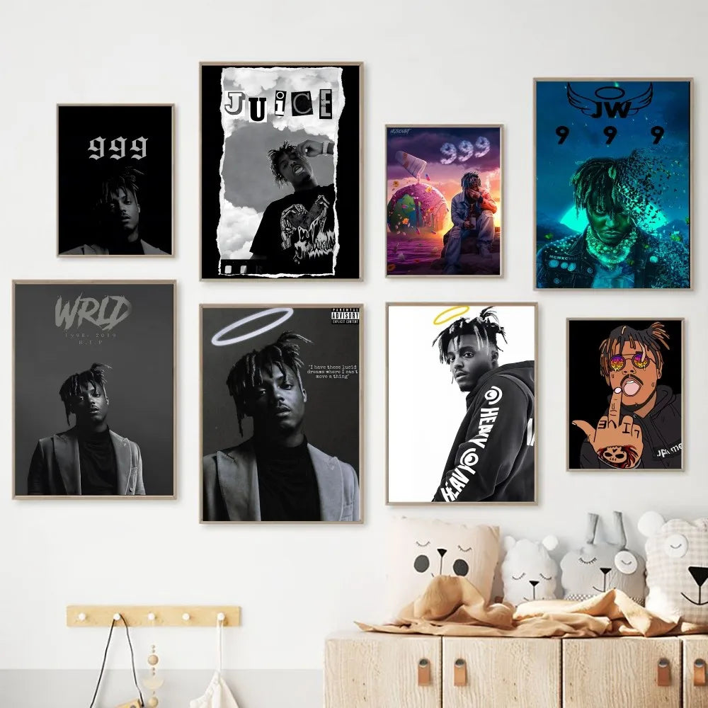 Unframed Waterproof HD Hip-Hop Juice WORLD Kraft Paper Art Prints/Colors-Black/Purple/Blue/Multicolor