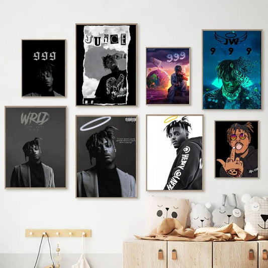 Unframed Waterproof HD Hip-Hop Juice WORLD Kraft Paper Art Prints/Colors-Black/Purple/Blue/Multicolor