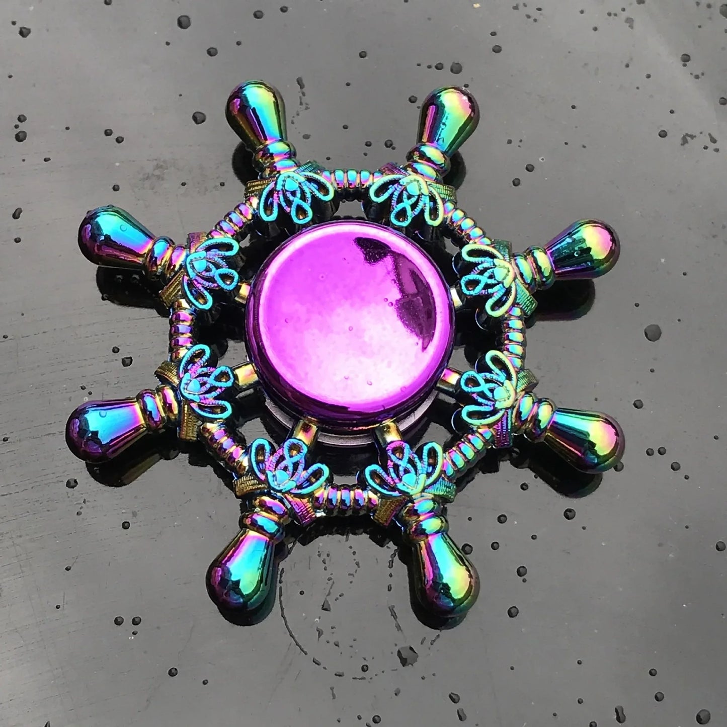 Kids Metal Purple Multicolor Round Fingertip Focus Spinners Anxiety-Stress Relief Fidget Toys/ Ages: 13-18 + Years Older