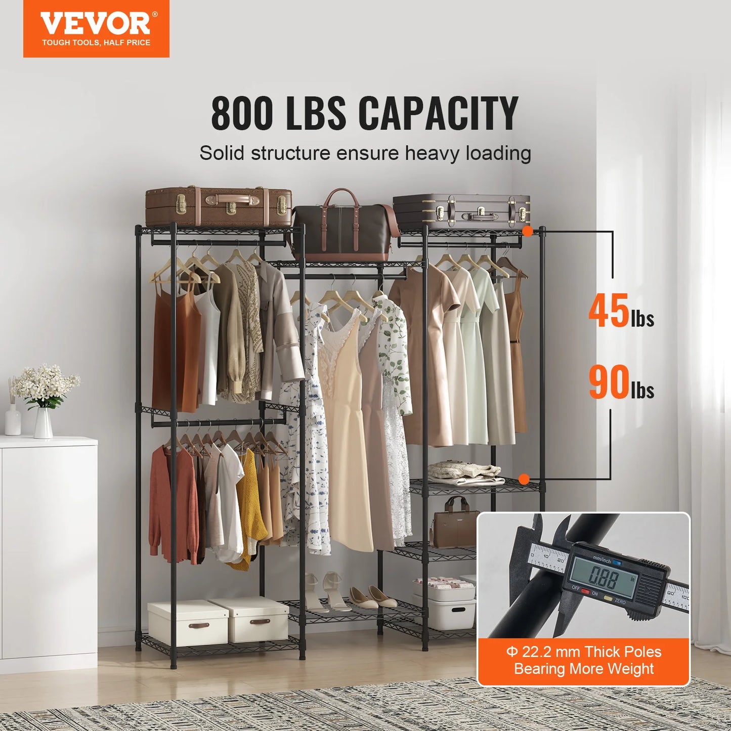 No-EN-Name-Null Modern Black Steel Metal Customized Coat-Garment Racks