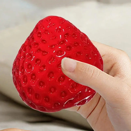 TPR Plastic Cute Squishy Realistic Red-Pink Strawberry Mochi Squeeze Simulating Slow Rebound Anxiety-Stress Relieving Fidget Toys/Ages: 13-18 + Years Older