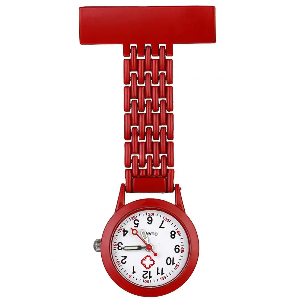 BLUELANS Unisex Adults Stainless Steel Metal Alloy Case Nurses Quartz Analog Display Locked Brooch Rectangle Pin Attachment Round Shaped Glass Face Fob Pocket Watches/Colors-Red/Purple/Black/White/Sky Blue/Dark Blue/Green/Pink