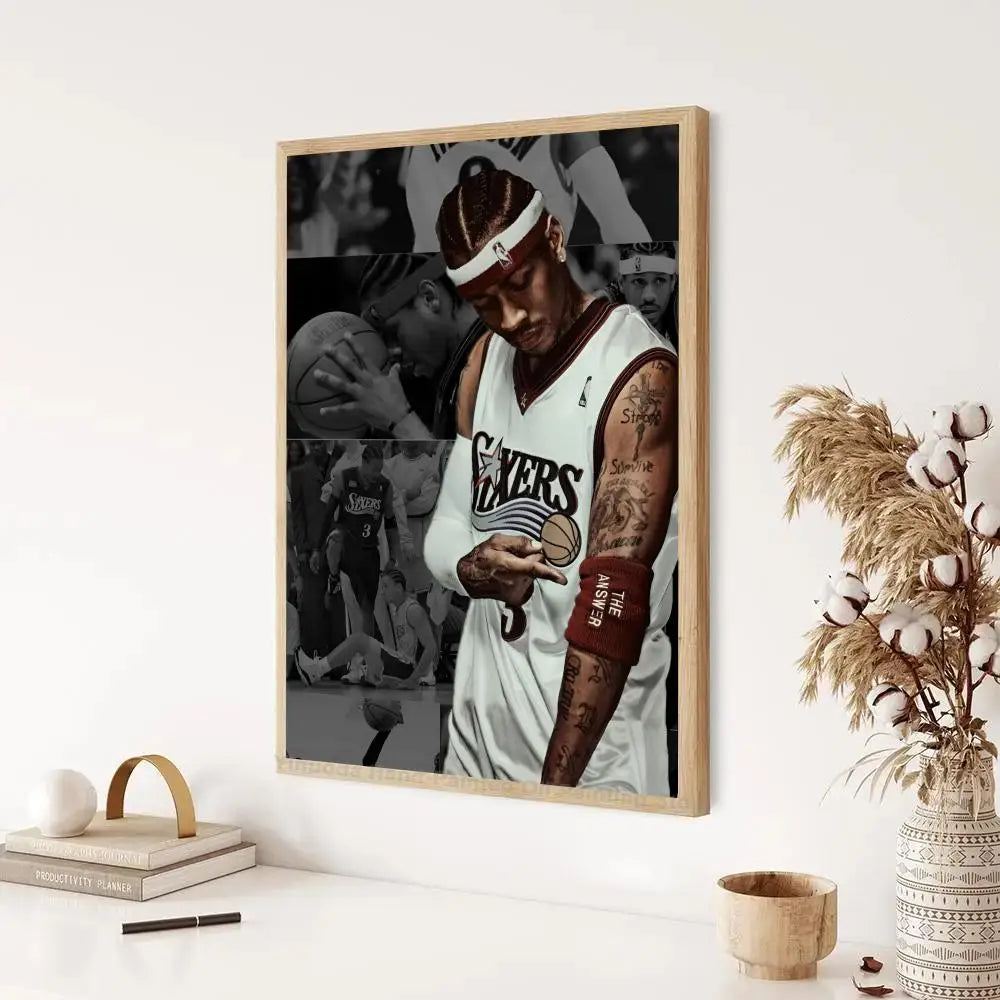 MAISTO Modern Waterproof Unframed HD Printed Multicolor Rectangle Shaped Basketball-Allen Iverson Sports Posters/Colors-Multicolor/Black/Fade-Dirt Resistant/Adhesive Tear-Stick