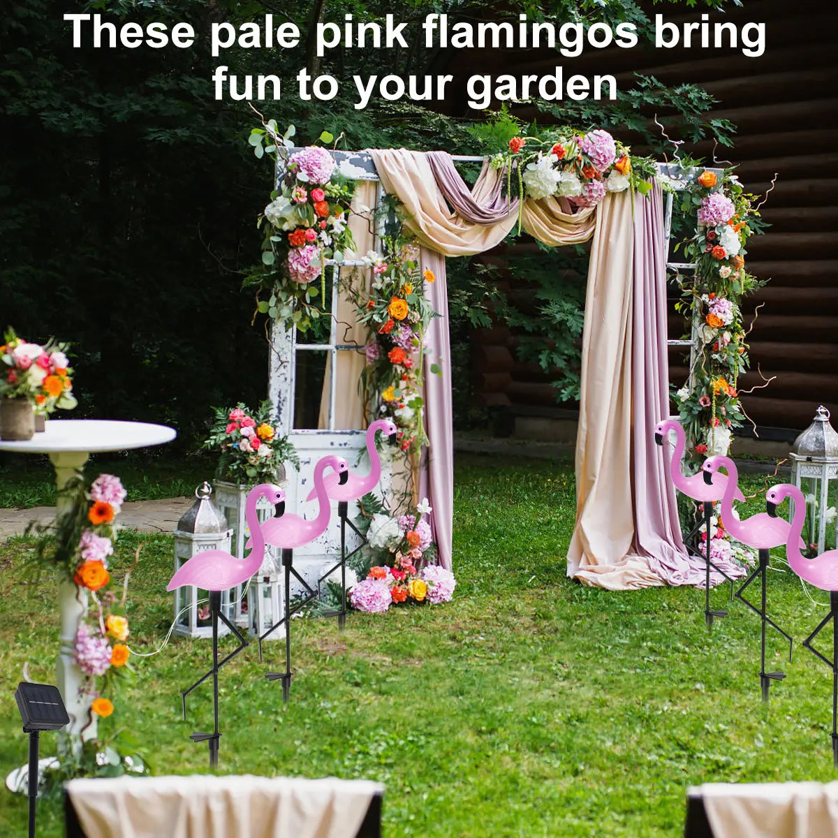 GHOPY 1-3 PCS Waterproof Solar-Powered Pink Flamingo Plastic Body Black Bent Long Legs Shaped Dimmable Stake Landscape Pathway Lighting Sets/Bulbs Included