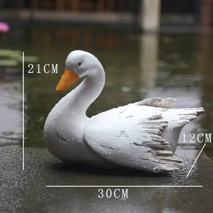 No-EN-Name-Null Outdoor White Realistic Resin White Goose Spraying Water Garden Sculptures/Colors-White/Brown/Yellow/Gray/Green/Black/Animal